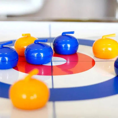 Tabletop Curling Game Vinyl Surface Magnetic Stones & Pushers