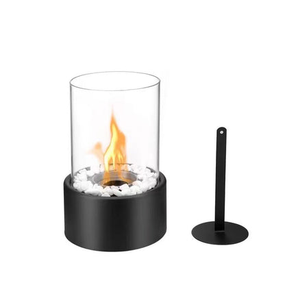 Tabletop Ethanol Fireplace Glass Cylinder Portable Indoor & Outdoor