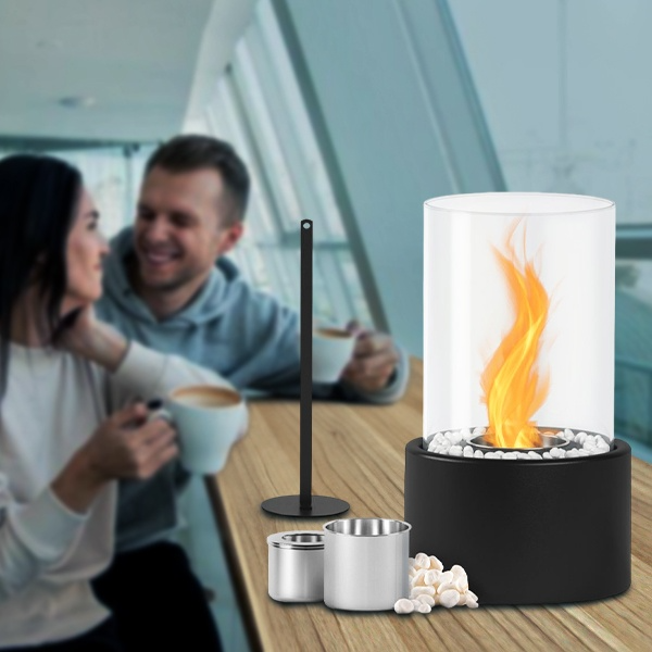 Tabletop Fireplace Compact Tempered Glass Indoor & Outdoor