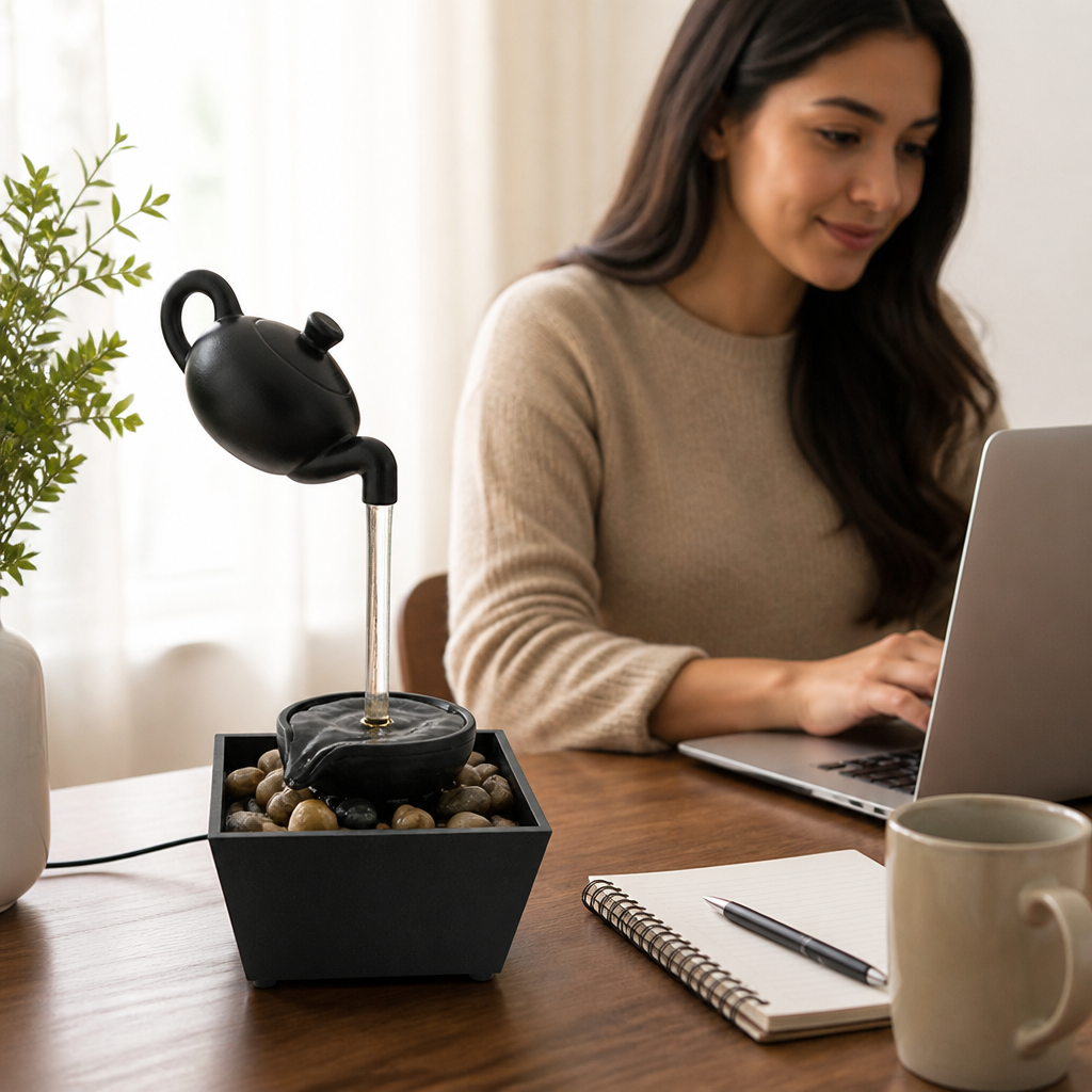 Tabletop Fountain Floating Teapot Illusion USB-C Powered