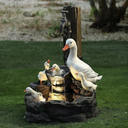 Tabletop Fountain Solar-Powered LED Weather-Resistant Resin