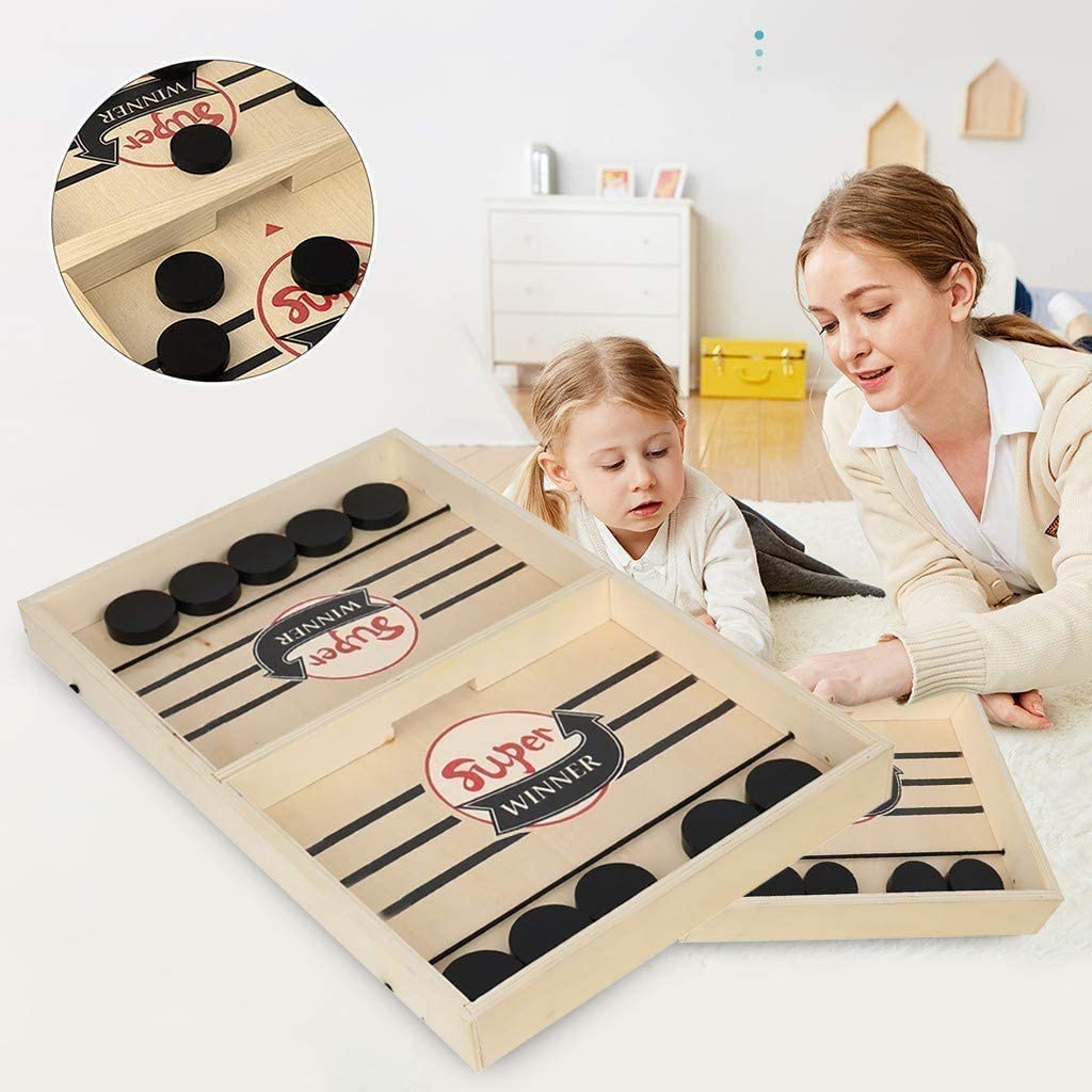 Tabletop Game 2-in-1 Foosball & Shuffleboard Compact Wood