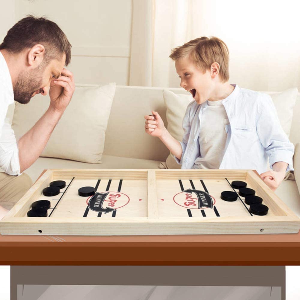 Tabletop Game 2-in-1 Foosball & Shuffleboard Compact Wood