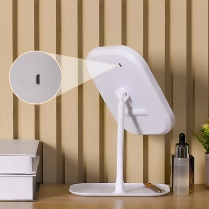 Tabletop Makeup Mirror 3-Color Touch Dimmer USB Rechargeable