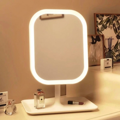 Tabletop Makeup Mirror 3-Color Touch Dimmer USB Rechargeable