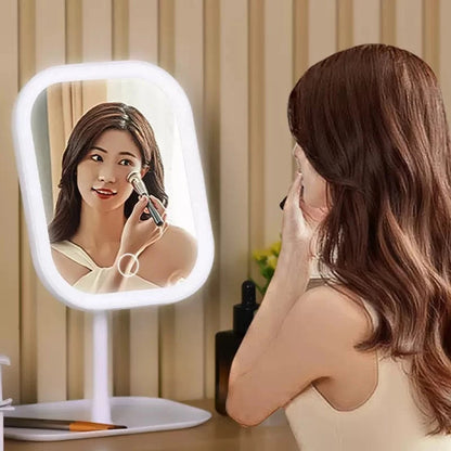 Tabletop Makeup Mirror 3-Color Touch Dimmer USB Rechargeable