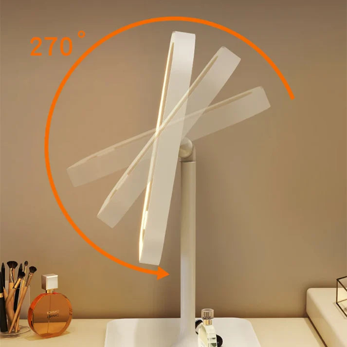 Tabletop Makeup Mirror 3-Color Touch Dimmer USB Rechargeable