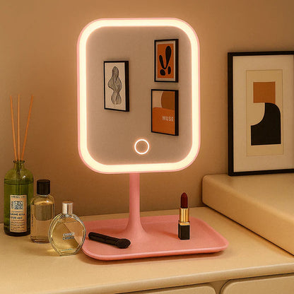 Tabletop Makeup Mirror 3-Color Touch Dimmer USB Rechargeable