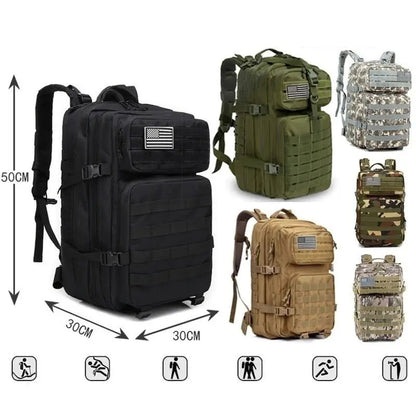 Tactical Backpack 50 L Water-Repellent Laptop Compartment