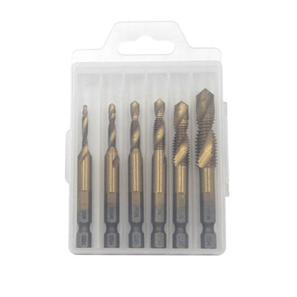 Tap Set 6-Piece 3-In-1 Titanium-Coated HSS