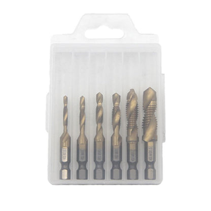 Tap Set 6-Piece 3-In-1 Titanium-Coated HSS