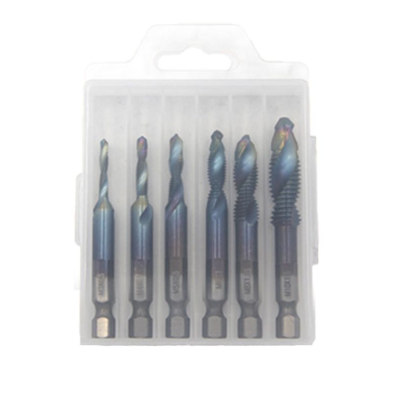 Tap Set 6-Piece 3-In-1 Titanium-Coated HSS