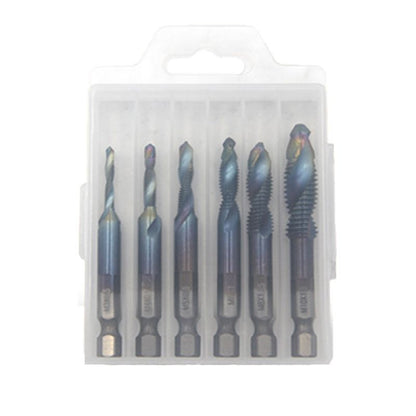 Tap Set 6-Piece 3-In-1 Titanium-Coated HSS