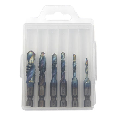Tap Set 6-Piece 3-In-1 Titanium-Coated HSS