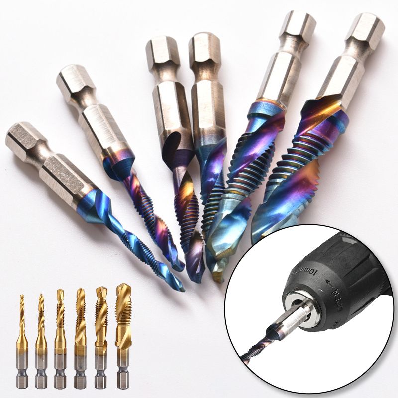 Tap Set 6-Piece 3-In-1 Titanium-Coated HSS
