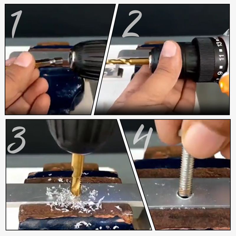 Tap Set 6-Piece 3-In-1 Titanium-Coated HSS