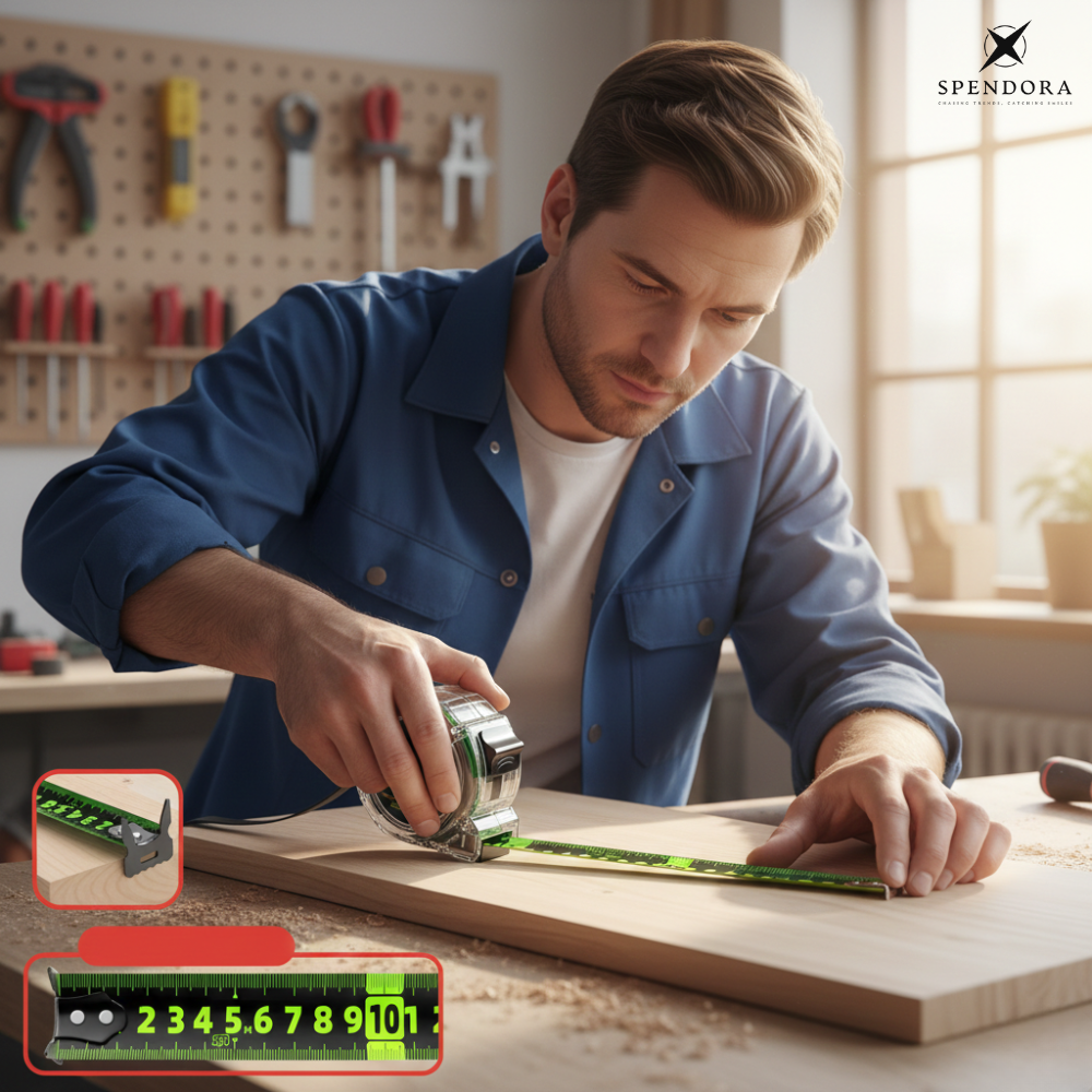 Tape Measure Neon Luminous Double-Sided Laser & Self-Adjusting Hook