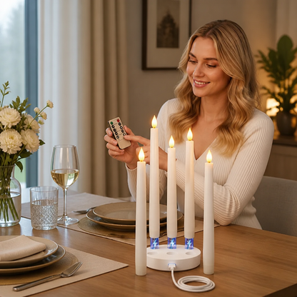 Taper Candle Flameless Rechargeable Remote & Dimmable