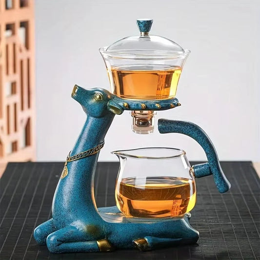 Tea Brewing Set Ceramic Animal Stand & Heat-Resistant Glass