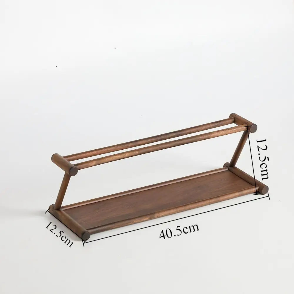 Tea & Tableware Display Shelf Solid Wood Non-Slip Base