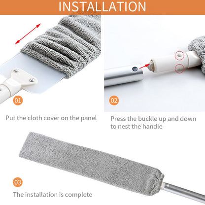 Telescopic Duster Stainless Steel Handle Removable Washable Microfiber