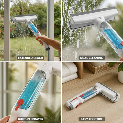 Telescopic Window Cleaner 130 cm Dual Microfiber & Squeegee