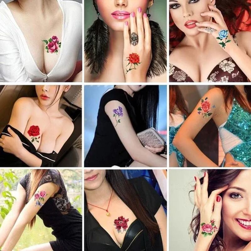 Temporary Tattoo Stickers Realistic 3D Waterproof Set of 50