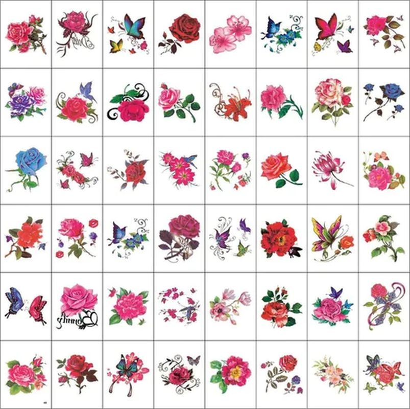 Temporary Tattoo Stickers Realistic 3D Waterproof Set of 50