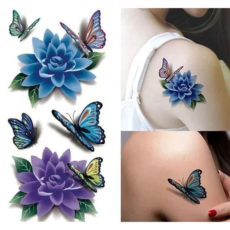 Temporary Tattoo Stickers Realistic 3D Waterproof Set of 50