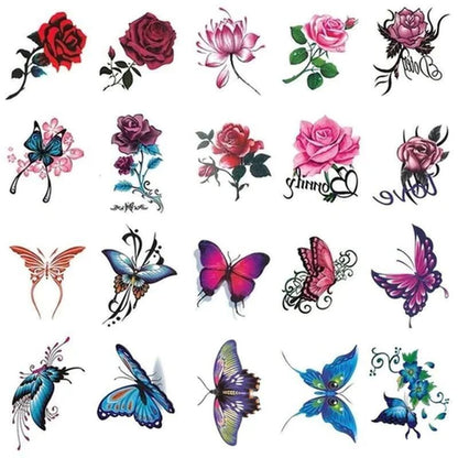 Temporary Tattoo Stickers Realistic 3D Waterproof Set of 50
