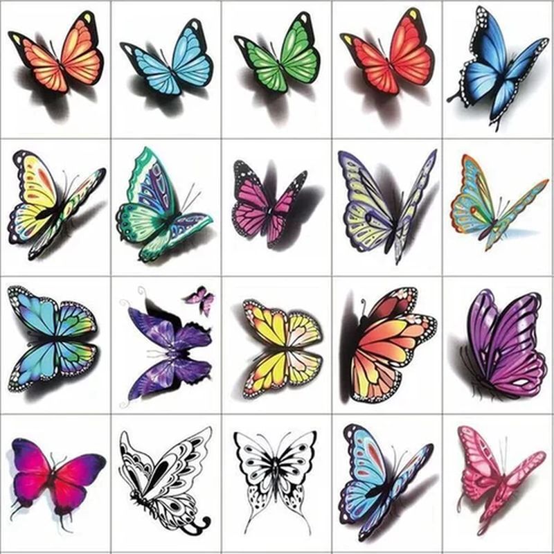 Temporary Tattoo Stickers Realistic 3D Waterproof Set of 50