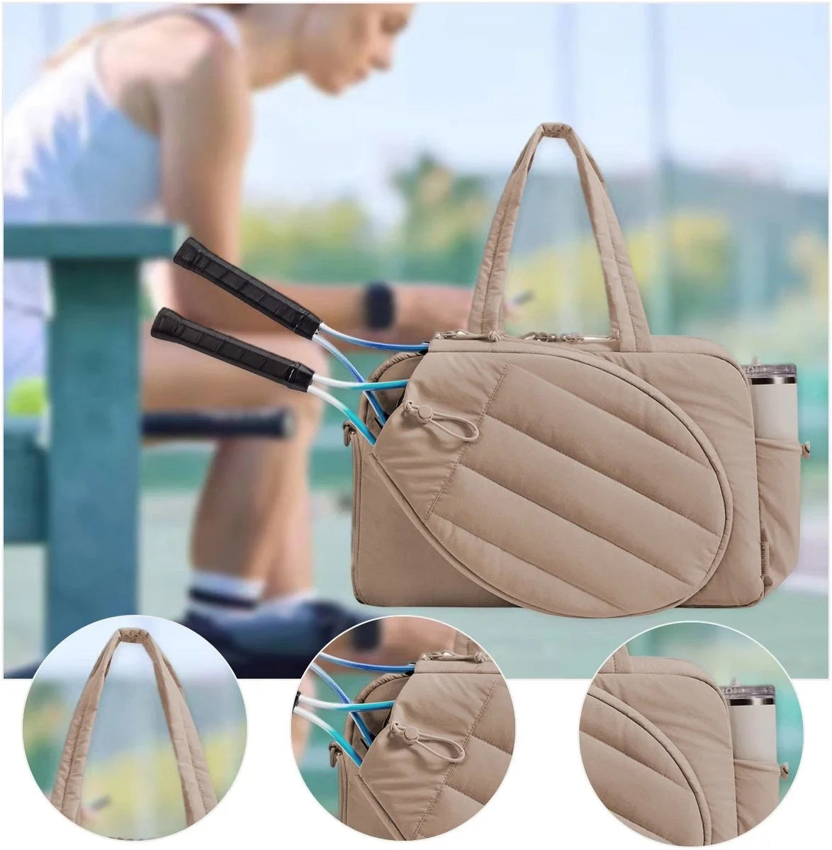 Tennis Bag Padded Racket Compartment Shoe Pocket 42L