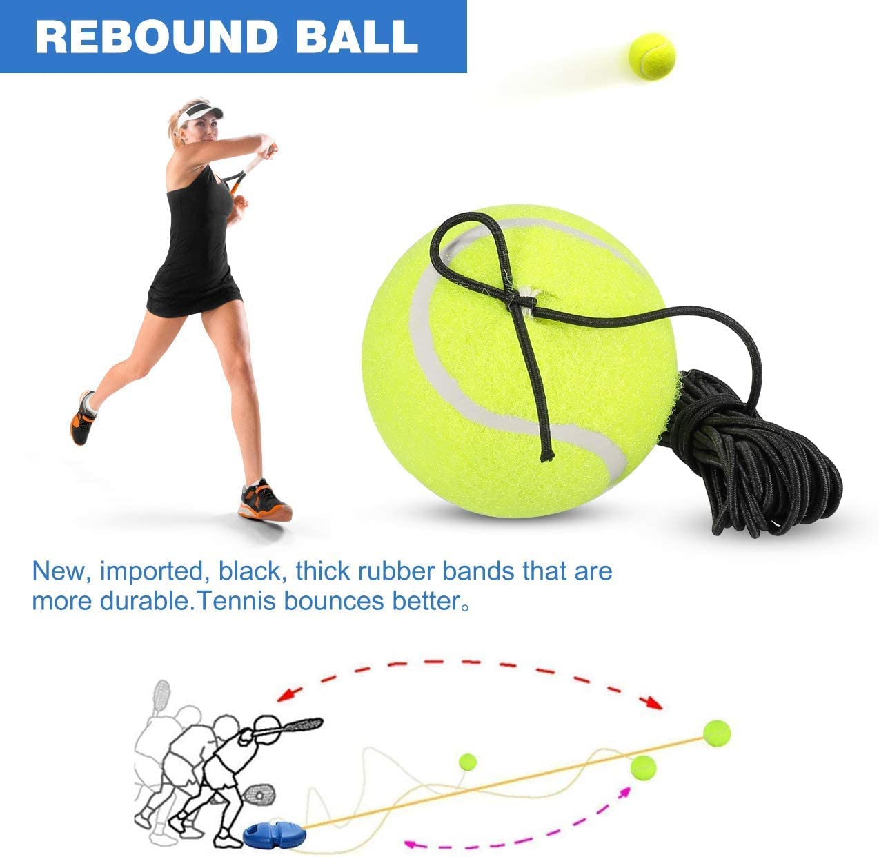 Tennis Rebounder Elastic Return Anti-Slip Base