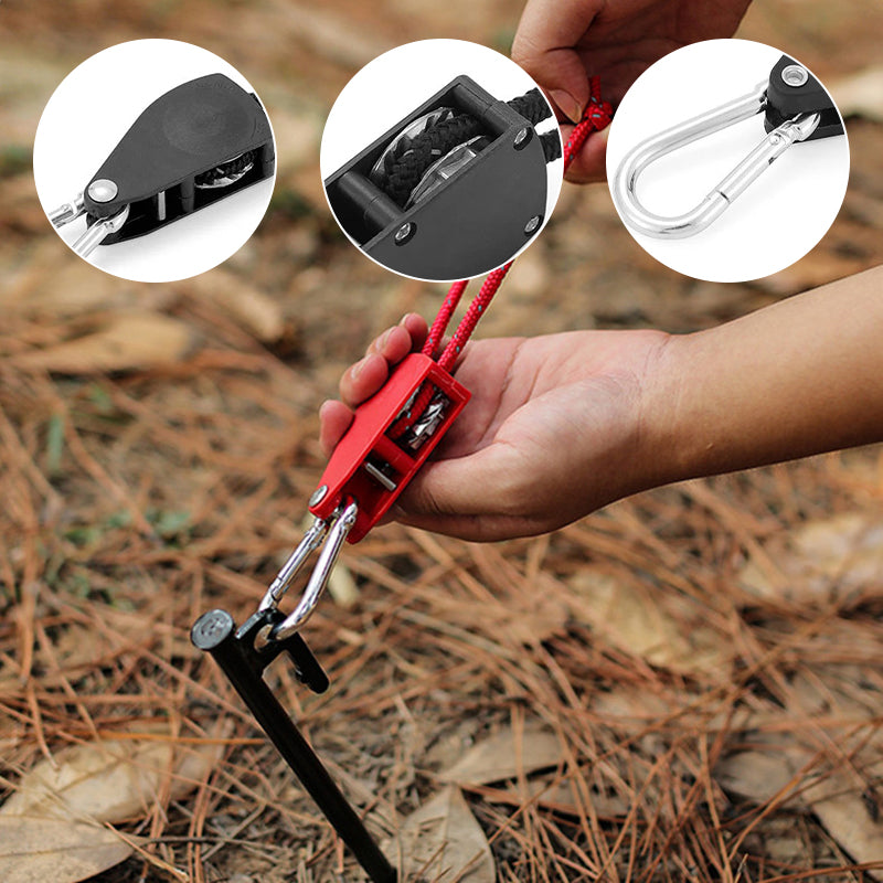Tent Guy Ropes One-Hand Adjustable Reflective Set of 4