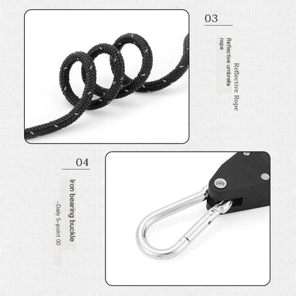 Tent Guy Ropes One-Hand Adjustable Reflective Set of 4