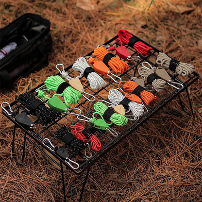 Tent Guy Ropes One-Hand Adjustable Reflective Set of 4