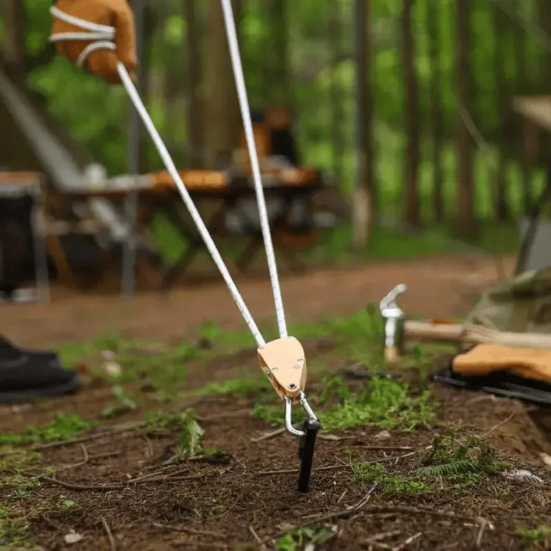 Tent Guyline Quick-Adjust Pulley Reflective Yarn & Stainless Steel Carabiners