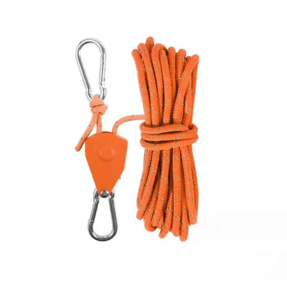Tent Guyline Quick-Adjust Pulley Reflective Yarn & Stainless Steel Carabiners