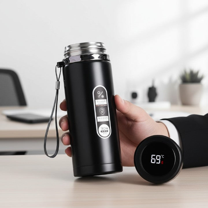 Thermos Bottle LED Temperature Display Vacuum Insulated Leak-Proof