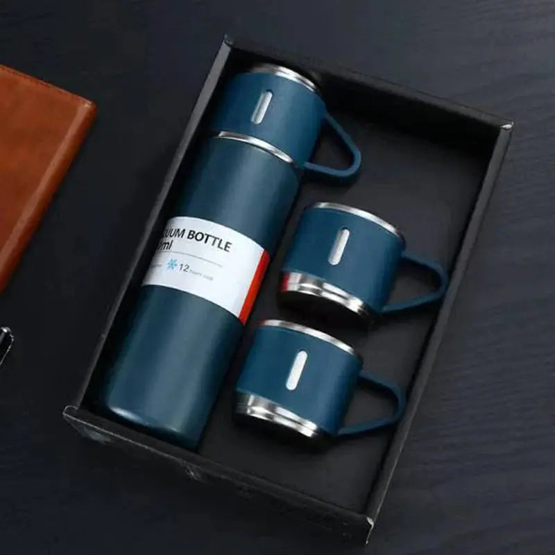 Thermos Set Stainless Steel Vacuum-Insulated With Stacking Cups