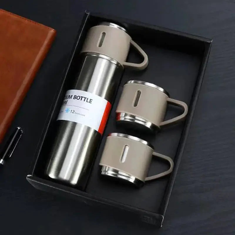 Thermos Set Stainless Steel Vacuum-Insulated With Stacking Cups