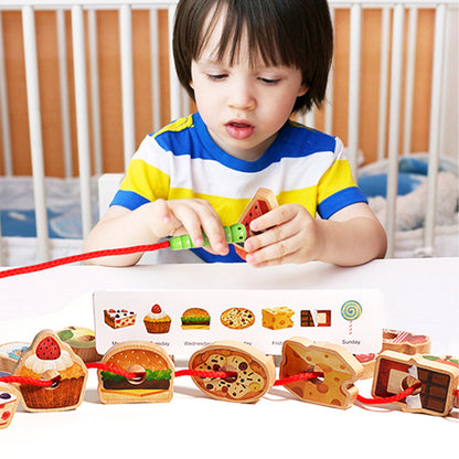 Threading Toy Large Wood Beads & Pattern Cards