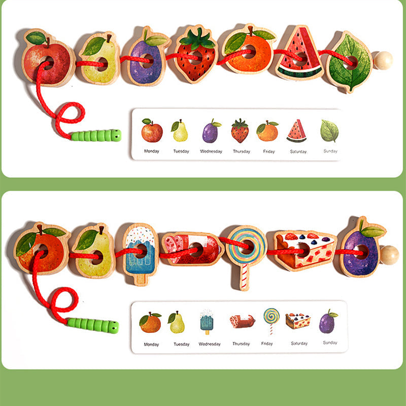 Threading Toy Large Wood Beads & Pattern Cards