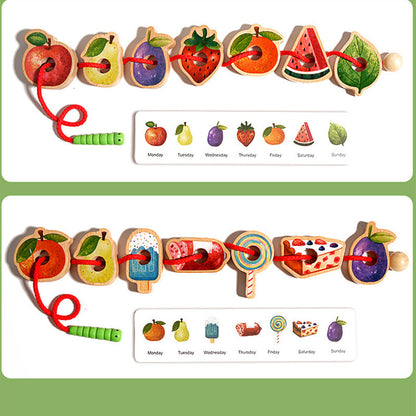 Threading Toy Large Wood Beads & Pattern Cards