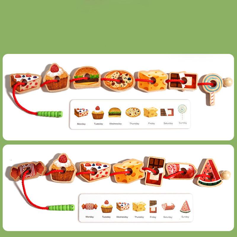 Threading Toy Large Wood Beads & Pattern Cards