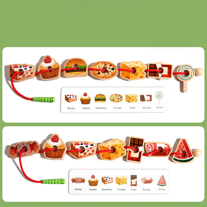 Threading Toy Large Wood Beads & Pattern Cards
