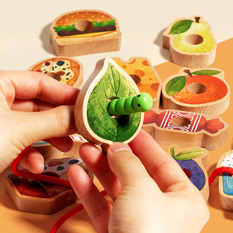 Threading Toy Large Wood Beads & Pattern Cards