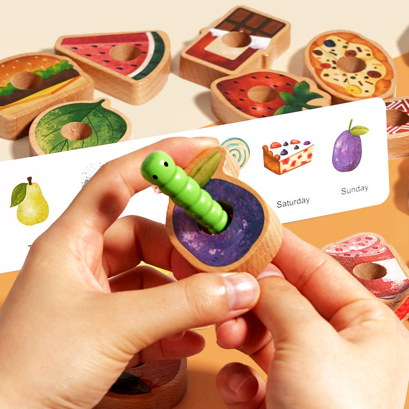 Threading Toy Large Wood Beads & Pattern Cards