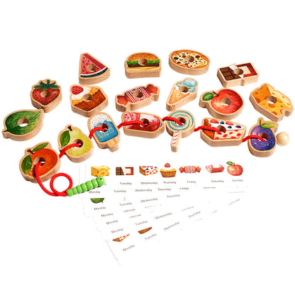 Threading Toy Large Wood Beads & Pattern Cards