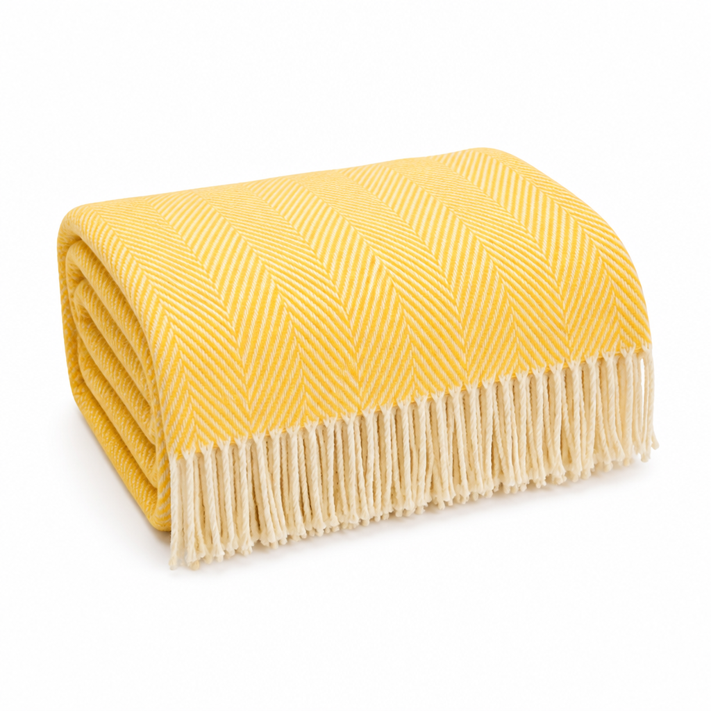Throw Blanket 100% Cotton Striped & Fringed Machine Washable